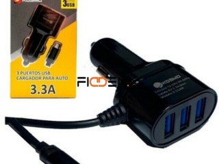 Cargador de Auto Kosmo Micro usb 3 Puertos usb 3.3A - La Plata