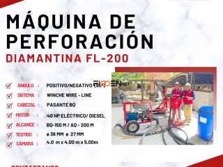 PERFORADORA DIAMANTINA FL-200 {MAQUINA VERSATIL PARA ROCA FRACTURADAS}