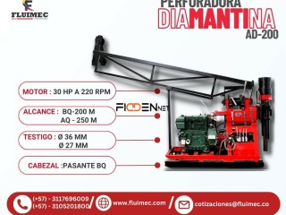 【EQUIPO DE PERFORACIÓN DIAMANTINA】AD-200 INTERIOR MINA / SOCAVÓN