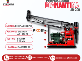 HIDRAULICA AD-200 / EQUIPO DE PERFORACION DIAMANTINA