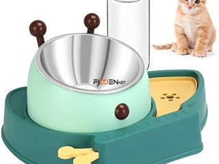 Comederos automáticos con forma de fuente de agua para gatos.