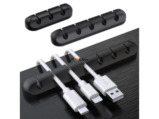 Organizador de cables USB de silicona, enrollador de cables, Clips de gestión ordenados de escritorio